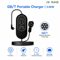 Chargeur EV portable GB/T 16A 3,5 kW, station de recharge pour voiture électrique de niveau 2, étanche IP65, EVSE 220V, chargeur domestique, contrôle par application Wifi