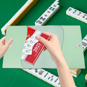 Étui de rangement portable en cuir PU pour cartes de jeu de mahjong avec bouton magnétique, accessoires de jeu de table – Vente en gros - Product Image 4