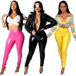 Women's Pink Leather & Faux Leather Pants & Leggings