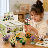 Bloques de Construcción de Flores Mini EPT, 9 Piezas, Juego de Ladrillos de Plantas en Maceta Botánicas PDQ, Decoración Floral para Escritorio, Regalo Creativo