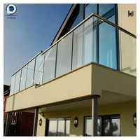 Prima Garde-corps en verre avec cannelure en U en acier inoxydable et aluminium, pour piscine et balcon, en verre trempé feuilleté