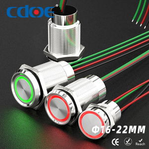 Interrupteur à bouton-poussoir tactile 16MM 19MM 22MM anneau métallique Led illuminé Circuit de démarrage tactile facile IP68 bouton-poussoir normalement ouvert - Product Image 1