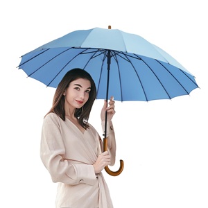 Vente en gros <span class=keywords><strong>de</strong></span> 23 pouces Bâton <span class=keywords><strong>de</strong></span> marche 16k Regenschirm Manche en bois Voyage semi-automatique Parapluie droit - Product Image 6
