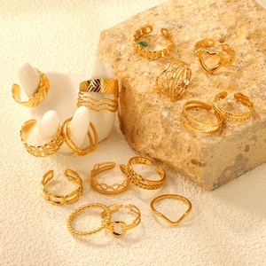 Anillos Minimalistas Huecos de Acero Inoxidable Chapados en Oro de 18K al por Mayor, Joyería Moderna Impermeable, Anillos Abiertos Gruesos para Mujer - Product Image 3
