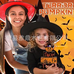 Décoration d'Halloween en bois : empilement de citrouilles pour la fête intérieure, idéal pour la collecte de bonbons ou de farces. - Product Image 2