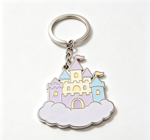 <b>Cute</b> Castle Soft Enamel Metal Key Chain Pastel Pendant <b>Keyring</b> Custom Logo Gift Souvenir - Product Image 2