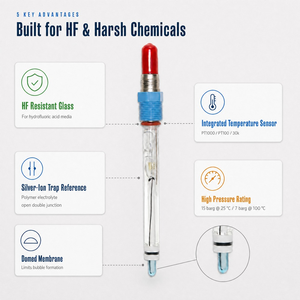 Sonde pH VP ACpH4262 120mm 1-14 pH 100°C 15 bars avec connecteur VP PT1000 ATC en verre pour gravure de semi-conducteurs et applications photovoltaïques - Product Image 5