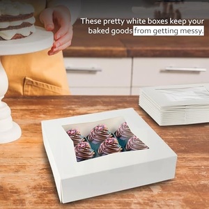 Caja para Pastel de <span class=keywords><strong>8</strong></span>*<span class=keywords><strong>8</strong></span>*2.5 Pulgadas, Empaque para Pastel con Ventana, Caja de Cartón Blanco, Caja de Papel Kraft para Galletas con Ventana Transparente - Product Image 3