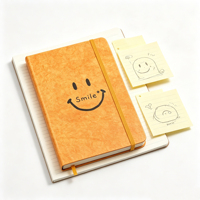 Carnet vintage à imprimé sourire orange, journal relié rigide avec bande élastique pour l'écriture et la planification