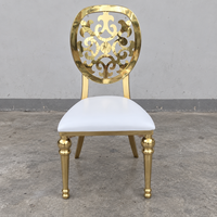 Chaise de banquet de mariage en acier inoxydable doré avec pieds tournés et dossier creux, vente en gros