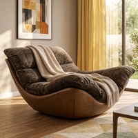 Fauteuil inclinable en cuir véritable italien de style nordique avec pieds en bois, meubles pour la maison