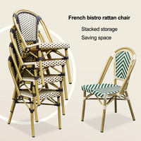 Chaises et table de bistrot français en rotin ensemble de jardin en rotin ensemble de bistrot en bambou mobilier d'extérieur