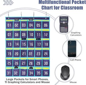 <b>Numbered</b> Classroom Pocket Chart for Cell Phones and Calculator Holder Hanging Wall <b>Door</b> Organizer - Product Image 3