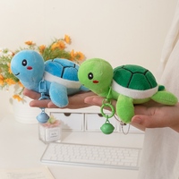 Porte-clés en peluche mini tortue en gros, pendentif tortue de dessin animé doux avec clip clochette pour sac à dos, breloques de sac, cadeau pour enfants