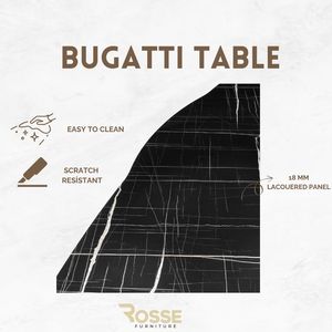 Rosse Bugatti Luxury <b>Dining</b> <b>Table</b> Marble <b>Top</b> Metal Frame Extendable Non-Foldable Rectangle 6 Person European Modern Design - Product Image 3