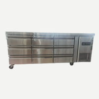 Table de préparation de pizzas commerciale avec réfrigérateur et congélateur à tiroirs 486L -18°C, éclairage LED, refroidissement par ventilateur