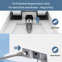 Cable de Repuesto para Starlink Gen 3 de 10 Pies, 6 Conductores, Cat 6, 26AWG, Cobre Puro, Impermeable, Rectangular, Gris, MOOKEERF