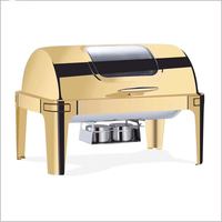 Luxuriöses, maßgefertigtes Roll-Top-Buffet-Chafing-Set, Speisenwärmer, Chafing Dish, Catering-Gold, 6L/9L, Alkohol/Brennstoff, Gehong