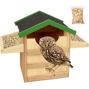 Grand nid en bois moderne et à la mode pour chouette effraie et peuplier Maison pour animaux de compagnie en bois de pin personnalisée pour la faune en plein air à l'intérieur d'une grande boîte Screech - Product Image 1