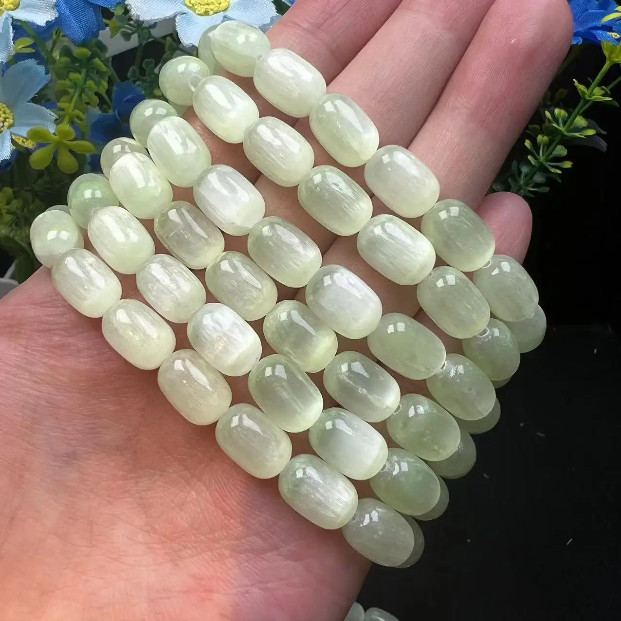 Natural Selenite Bracelet Aura Crystal Green Selenite Bracelet For Healing