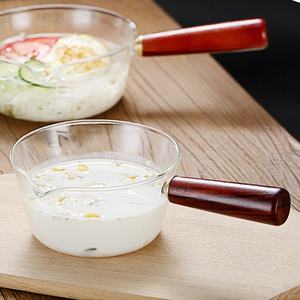 Olla de vidrio con mango de madera para leche, apta para fuego directo, olla doméstica con asa lateral para cocinar fideos instantáneos, olla de vidrio resistente al calor - Product Image 2