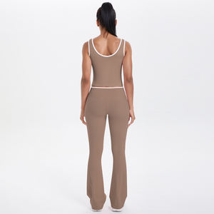 Neu eingetroffen: Modische, atmungsaktive, leichte und hochelastische Sport-BH-Leggings, zweiteiliges Yoga-Set für Damen mit Logo vorne. - Product Image 4