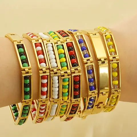 Fashionable New 18k Stainless Steel Bead Bracelet For Women Retro And Personalized Titanium Steel Bracelet Accessories