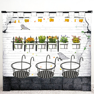 Cestini in ferro e arte appesi in metallo fioriere con sopra il supporto <span class=keywords><strong>per</strong></span> vasi di fiori con gancio da giardino <span class=keywords><strong>per</strong></span> interni esterni - Product Image 2