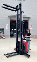 Chariot élévateur à fourches étroites pour entrepôt, 2T, 5,5m, manuel/semi-électrique, avec fourches de levage réglables, type marcheur, transpalette électrique