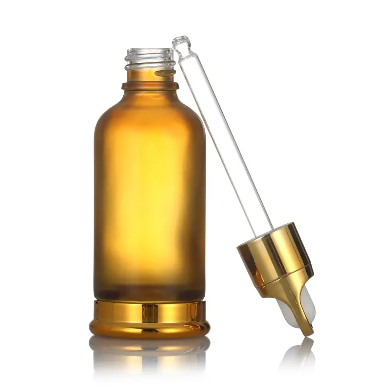 Luxury golden color fashion flower basket shape 20ml 30ml 50ml essential oil glass dropper bottle for serum