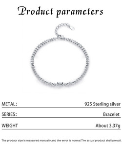 S925 Silver Chain <b>Bracelet</b> With Baguette Diamond Channel Setting Minimalist Unisex Everyday Wear Jewelry - Product Image 2