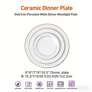 Services de table en céramique de style européen de luxe avec incrustations dorées pour les hôtels et les restaurants - Product Image 3