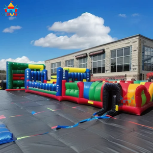 Plus grand parcours d'obstacles gonflable, jeux de course Wipeout, parcours d'obstacles rocheux, aires de jeux interactives, 12,9x3,7m, 0,55mmPVC, 3 ans - Product Image 6