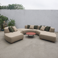 Sofá Modular de Aluminio Curvo en Forma de U para Exteriores de Hotel Moderno, Cojines Resistentes a la Intemperie, Muebles Duraderos para Patio, Jardín y Villa