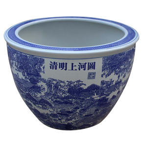 Grande vaso <span class=keywords><strong>di</strong></span> fiori in ceramica per esterni in stile <span class=keywords><strong>palazzo</strong></span> cinese tradizionale blu bianco fioriera da giardino per uso domestico - Product Image 5