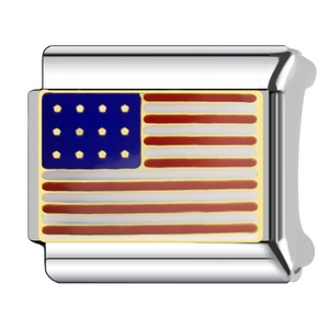 Bracelet à breloques italien personnalisable de luxe en acier inoxydable 316L 18K, avec breloques drapeaux du monde, pour la fabrication de bijoux, vente en gros - Product Image 3