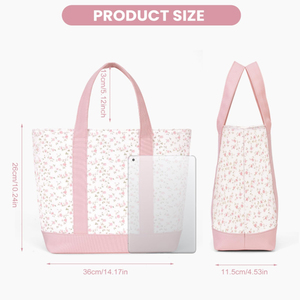 Persoonlijk Ondersteuning Custom Logo Grote Capaciteit Schattig Bloempatroon Vrouwen Boodschappentas Opslag Dagelijks Gebruik Draagbare Canvas Draagtas - Product Image 6