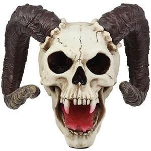 Sculpture de squelette de démon en corne avec langue en résine <span class=keywords><strong>Dragon</strong></span> mal ram statue de crâne pour la décoration intérieure, vente en gros - Product Image 2