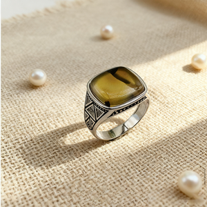 Bague homme de luxe en argent 925 avec bague en agate avec bague pour homme en pierre d'agate naturelle pour de nombreuses occasions - Product Image 5