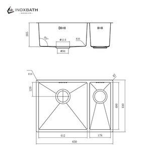 Évier de cuisine en acier inoxydable 304 de haute qualité, fait main, à cuve unique, style encastré, design <span class=keywords><strong>double</strong></span> cuve - Product Image 3