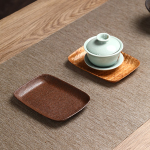 Posavasos de bambú tejidos a mano, posavasos para teteras, tapetes redondos y rectangulares de estilo chino retro, tapetes de té tejidos de ratán, té - Product Image 3