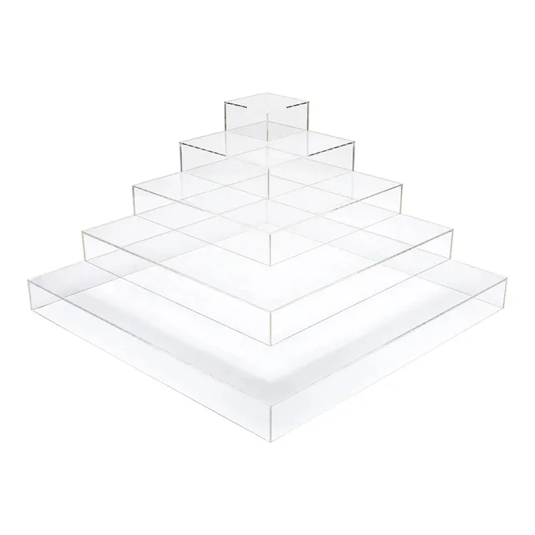 High Quality Clear Acrylic Square Food Riser Dessert Cup Step Cake Stand for Food