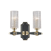 Applique murale double tête VH Nordic Antique noire en cuivre, avec éclairage LED en cuir, design décoratif