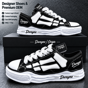 Nouvelles baskets de luxe 2026 pour hommes et femmes, en toile de haute qualité, design squelette noir et blanc, style décontracté et sportif - Product Image 1