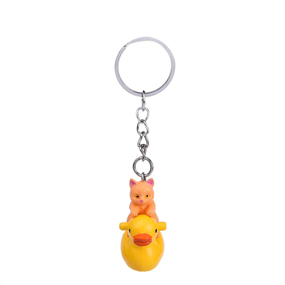 Yellow duck + yellow cat keychain