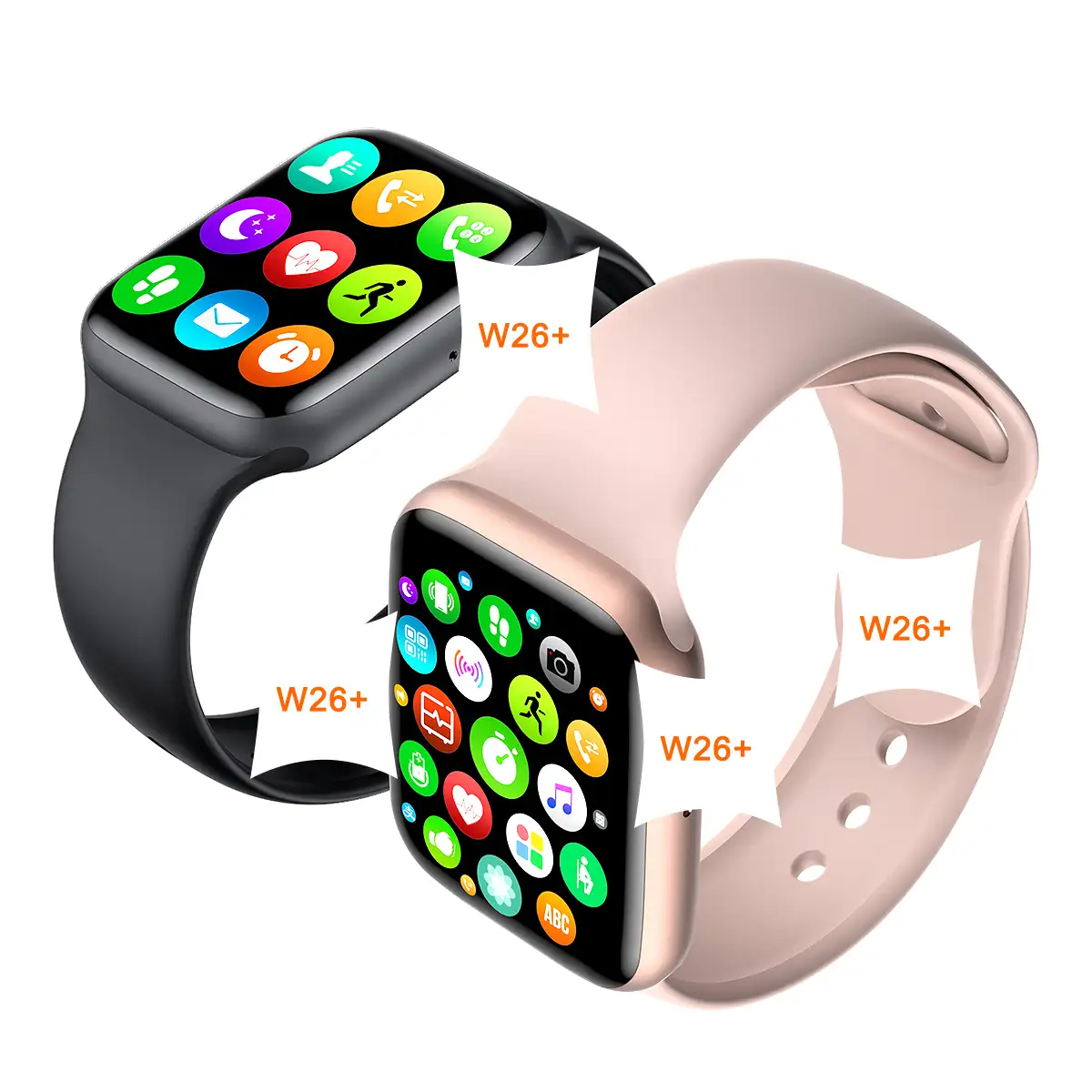 2022 moda W26 + Relógio Inteligente Tela Cheia 44MM 6 Smartwatch À Prova D' Água Relógio Das Mulheres Dos Homens Do Esporte Relógio Inteligente para Android IOS Telefone