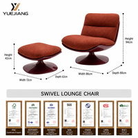 Fauteuil de balcon Pattie - Style luxe léger, petit fauteuil pivotant ergonomique en tissu moderne pour hôtel et salle à manger