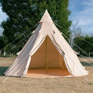 Tenda da campeggio per famiglie all'aperto Glamping a piramide in tela di cotone Vintage in vendita