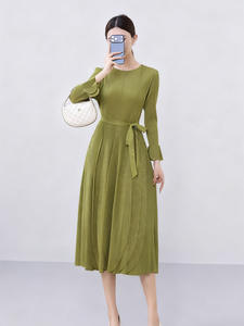 Nuevo <span class=keywords><strong>Vestido</strong></span> Midi Casual de Primavera para Mujer, Diseño Plisado con Estampado de Lunares, Cintura Ajustada Natural, Estampado Dorado Brillante, Estilo <span class=keywords><strong>Issey</strong></span> <span class=keywords><strong>Miyake</strong></span> - Product Image 5