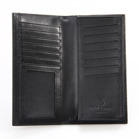 Grosir dompet kulit asli dompet panjang pria pemegang kartu kredit dompet kulit hitam logo kustom
